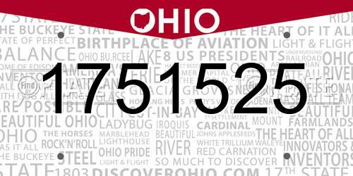 1751525 Ohio License Plate