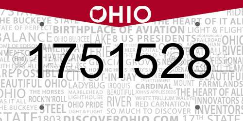 1751528 Ohio License Plate