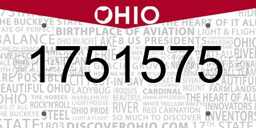 1751575 Ohio License Plate