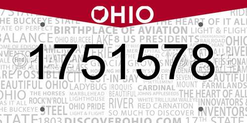 1751578 Ohio License Plate