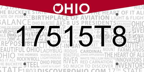 17515T8 Ohio License Plate