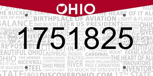 1751825 Ohio License Plate