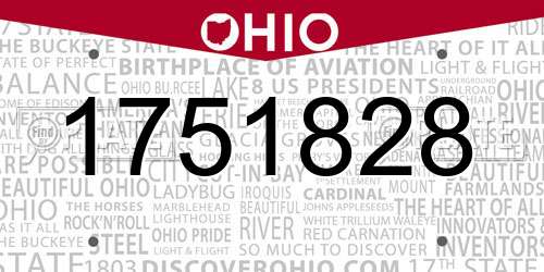 1751828 Ohio License Plate