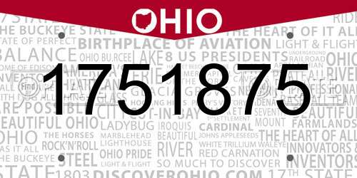 1751875 Ohio License Plate