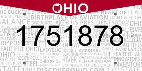 1751878 Ohio License Plate