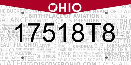 17518T8 Ohio License Plate