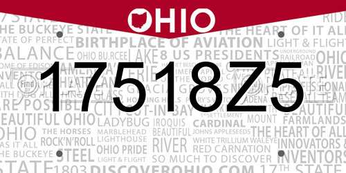 17518Z5 Ohio License Plate