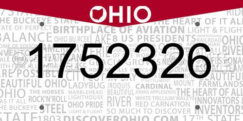 1752326 Ohio License Plate