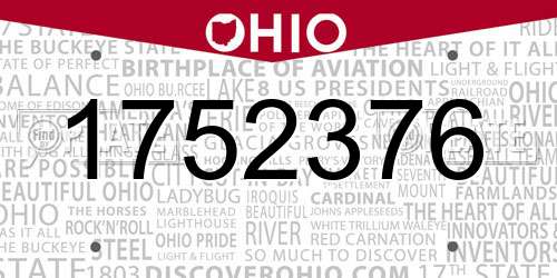 1752376 Ohio License Plate