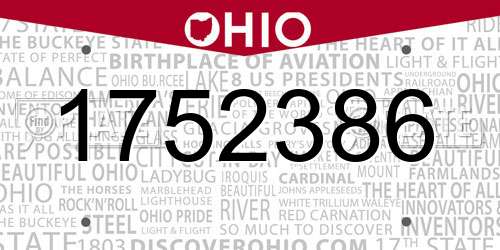 1752386 Ohio License Plate