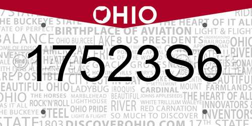17523S6 Ohio License Plate