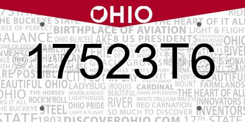17523T6 Ohio License Plate