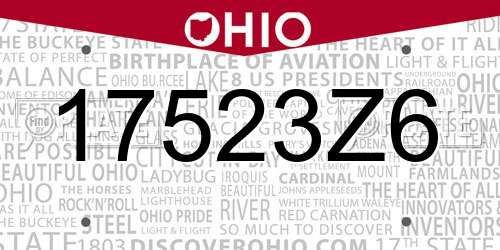 17523Z6 Ohio License Plate