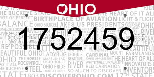 1752459 Ohio License Plate
