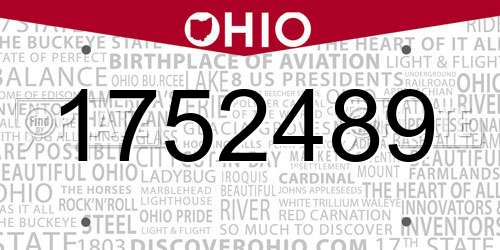 1752489 Ohio License Plate