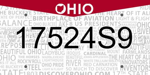 17524S9 Ohio License Plate