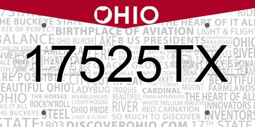 17525TX Ohio License Plate