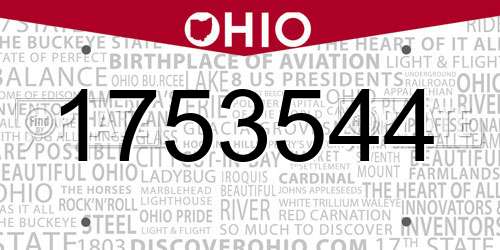 1753544 Ohio License Plate