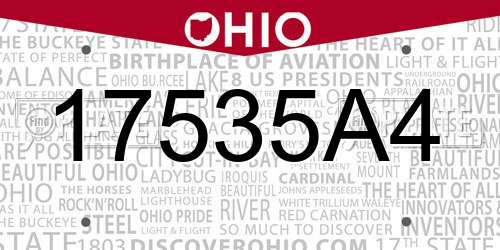 17535A4 Ohio License Plate