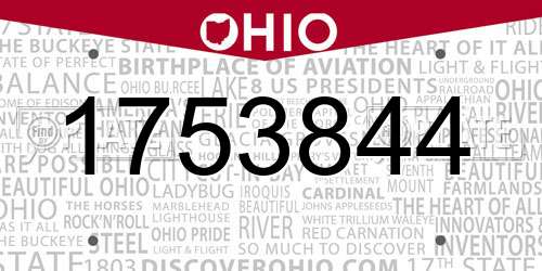 1753844 Ohio License Plate