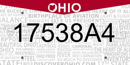17538A4 Ohio License Plate
