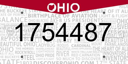 1754487 Ohio License Plate