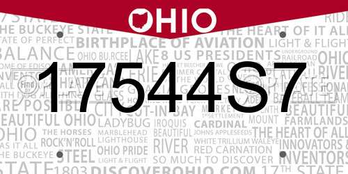 17544S7 Ohio License Plate
