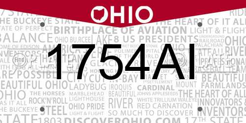 1754AI Ohio License Plate