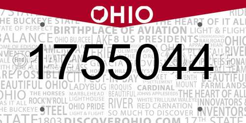 1755044 Ohio License Plate