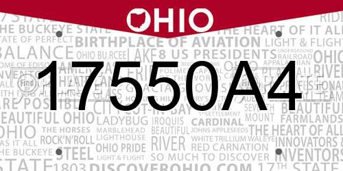 17550A4 Ohio License Plate