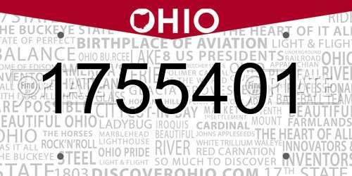 1755401 Ohio License Plate