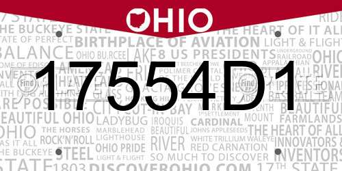 17554D1 Ohio License Plate