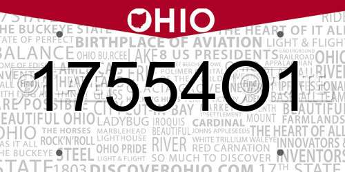 17554O1 Ohio License Plate