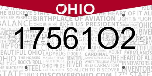 17561O2 Ohio License Plate