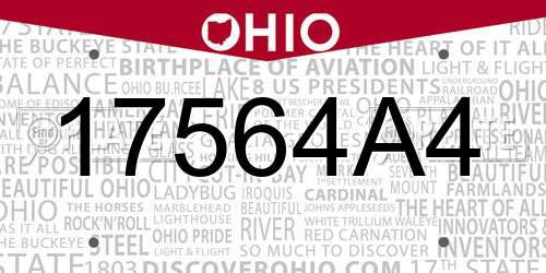 17564A4 Ohio License Plate