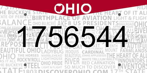 1756544 Ohio License Plate
