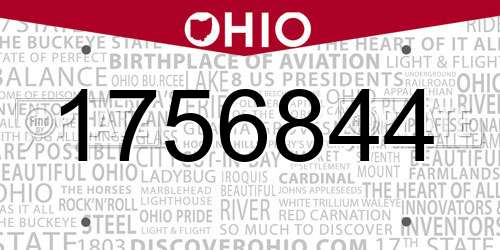 1756844 Ohio License Plate