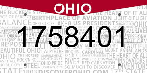 1758401 Ohio License Plate