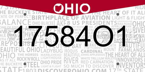 17584O1 Ohio License Plate