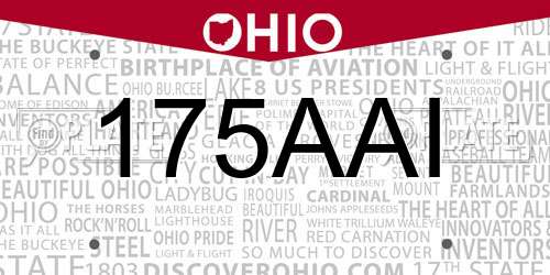 175AAI Ohio License Plate