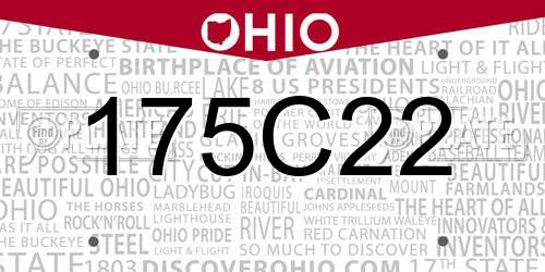 175C22 Ohio License Plate