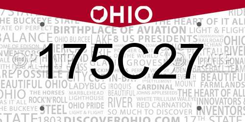 175C27 Ohio License Plate