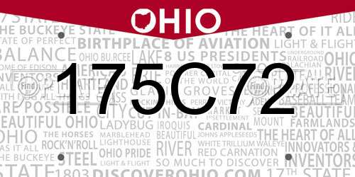 175C72 Ohio License Plate