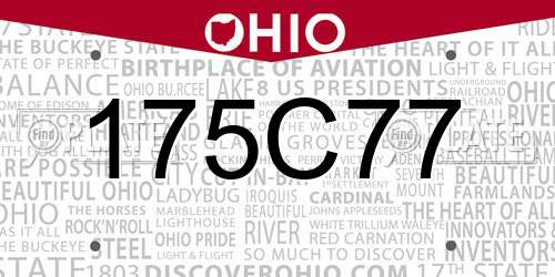 175C77 Ohio License Plate