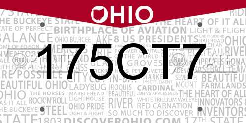175CT7 Ohio License Plate