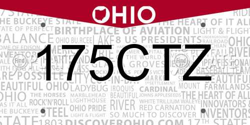 175CTZ Ohio License Plate