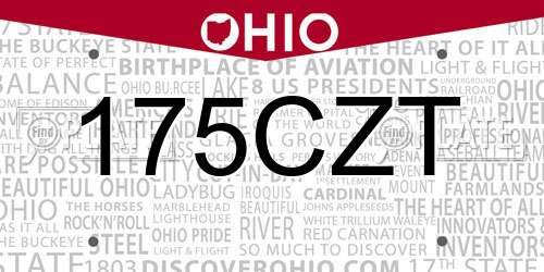 175CZT Ohio License Plate
