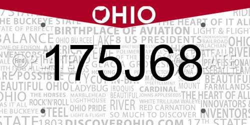 175J68 Ohio License Plate