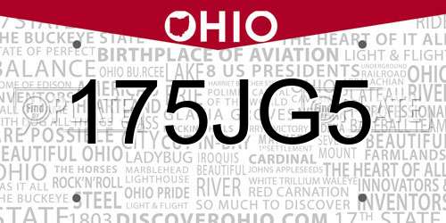 175JG5 Ohio License Plate
