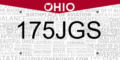 175JGS Ohio License Plate